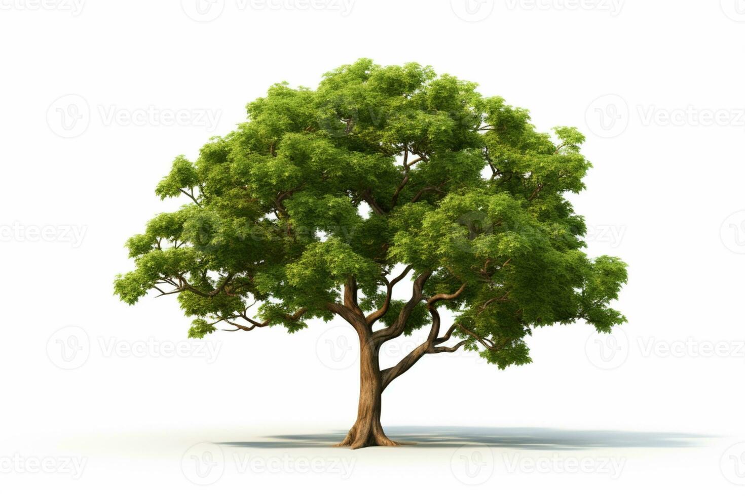 green tree on isolated White background ai generative photo