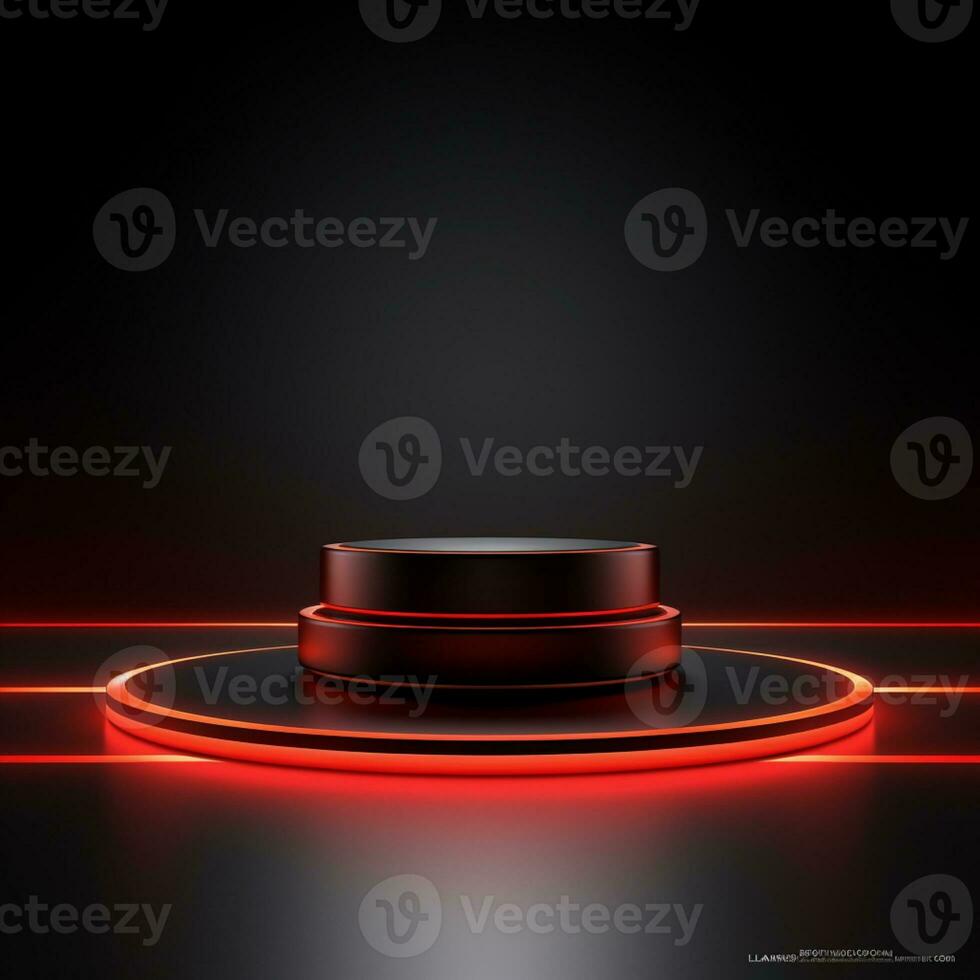 3d rendered red technology podium empty stage ai generative photo