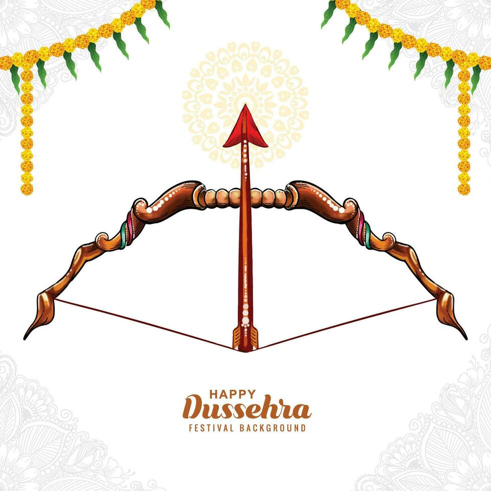 Happy dussehra festival post design with bow arrow background vector