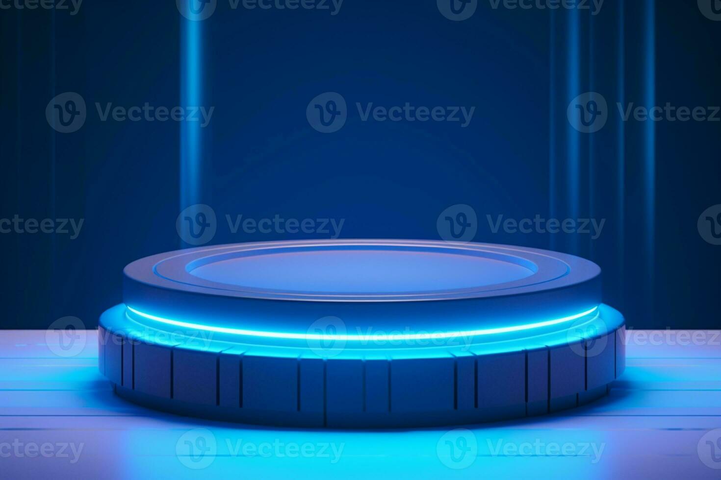 3d rendered realistic blue podium empty stage ai generative photo