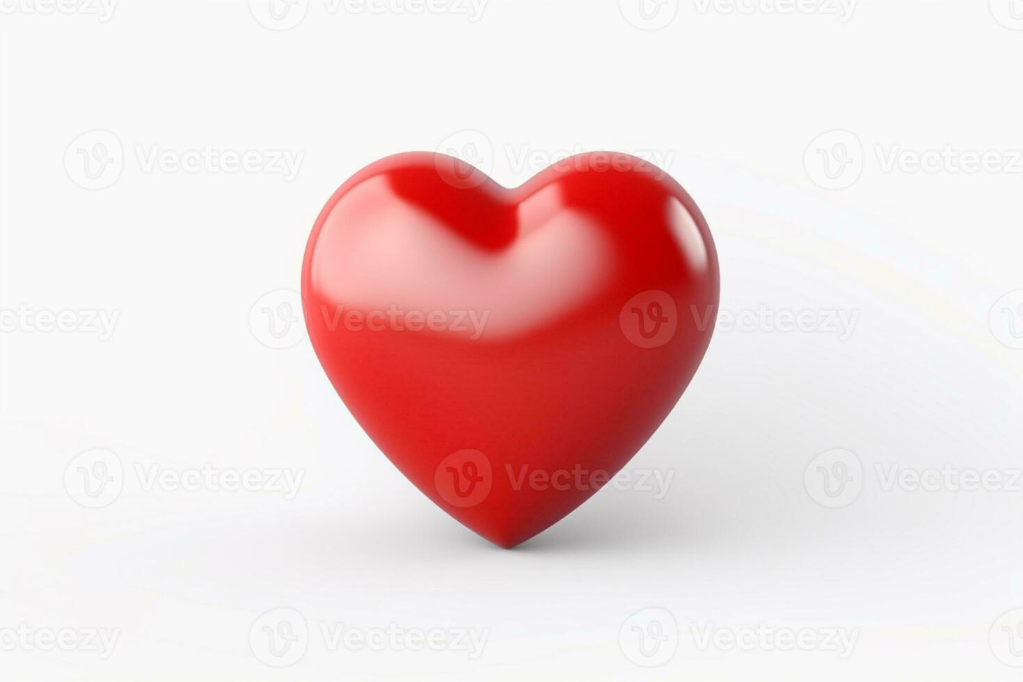 3d red heart on isolated White background ai generative photo