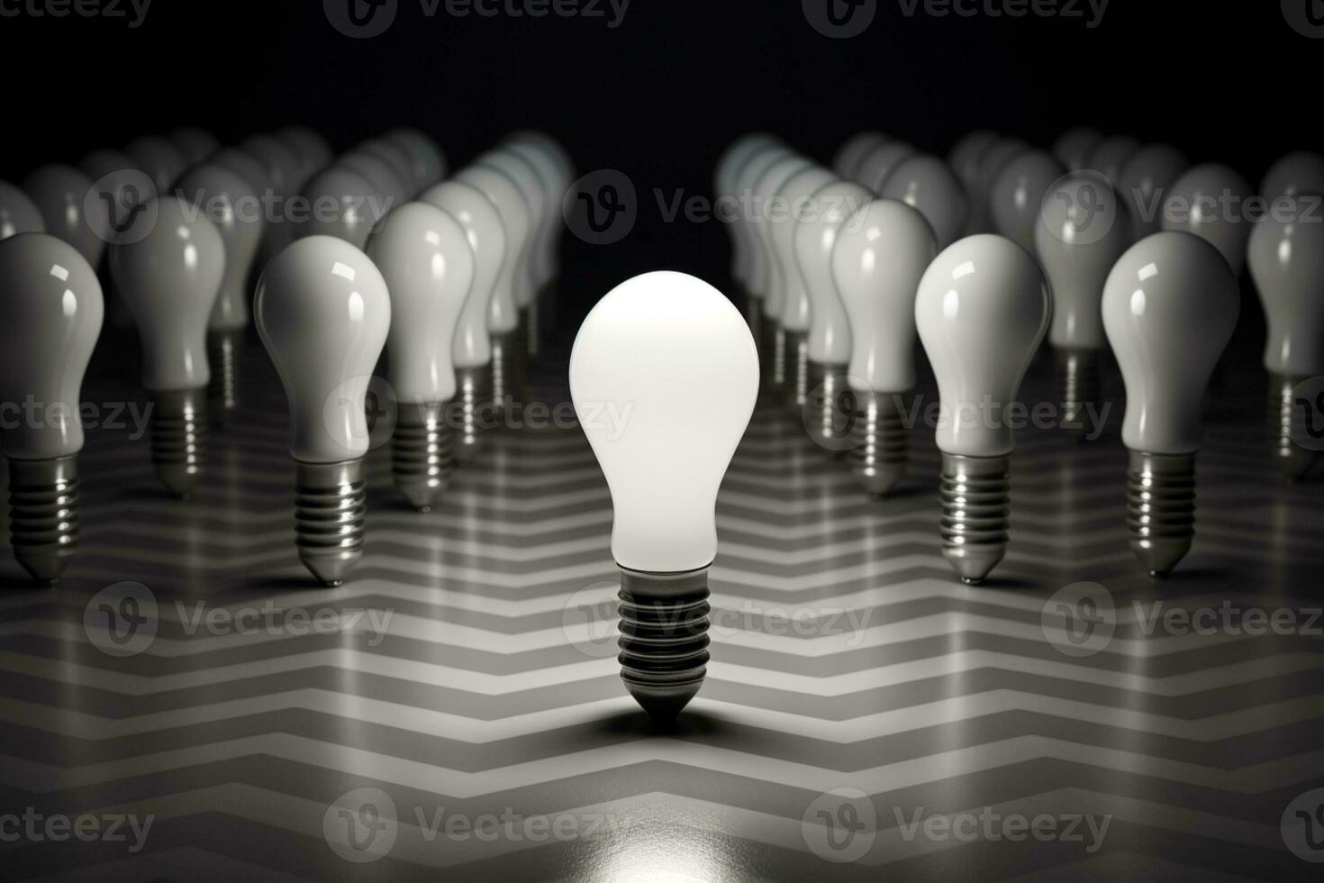 3d Yellow Lightbulbs Set , idea concept ai generative photo