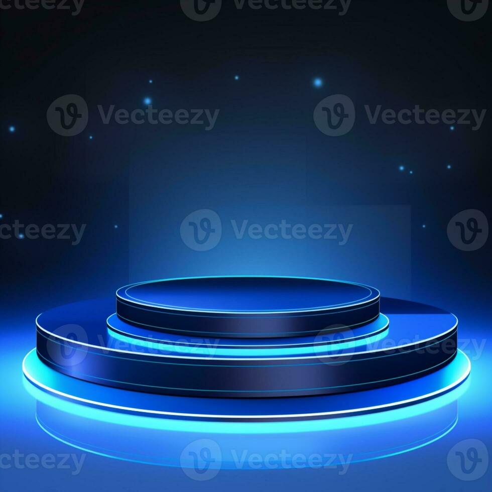 3d rendered realistic blue podium empty stage ai generative photo