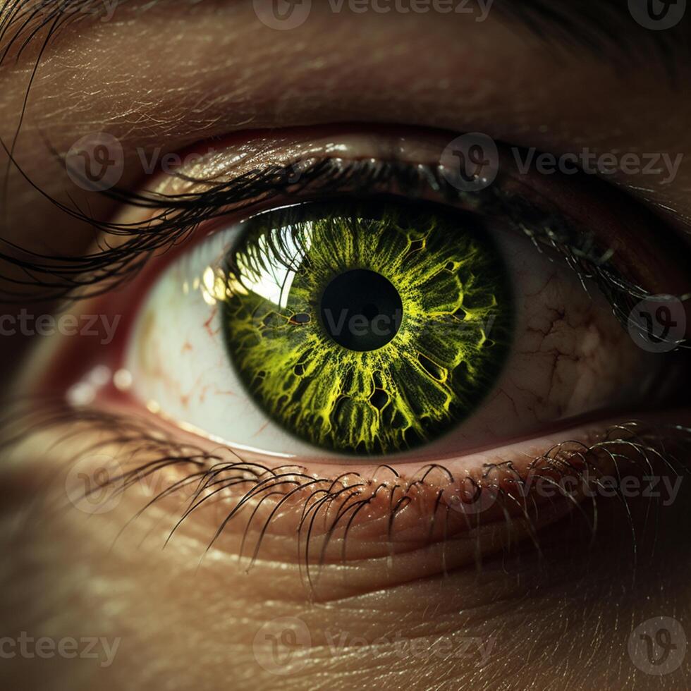 a close up shot of green eye AI Generative photo