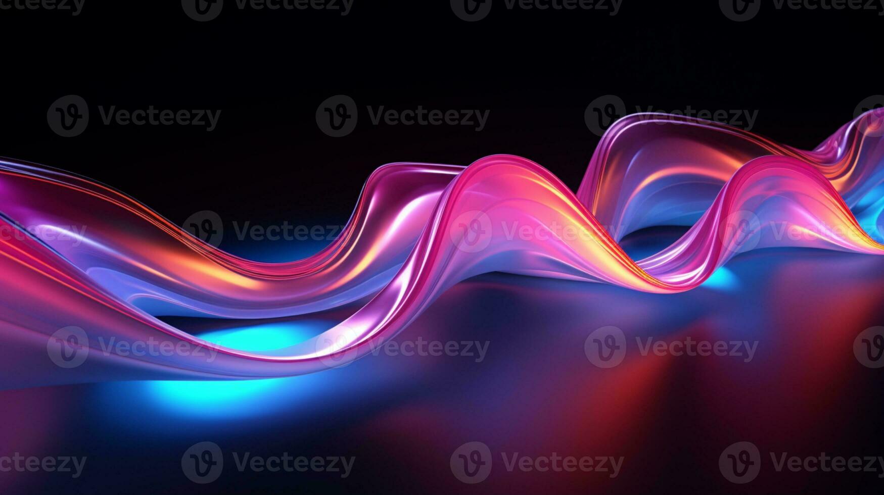 3d abstract iridescent wavy background. vibrant liquid reflection surface. neon holographic fluid distortion AI Generative photo