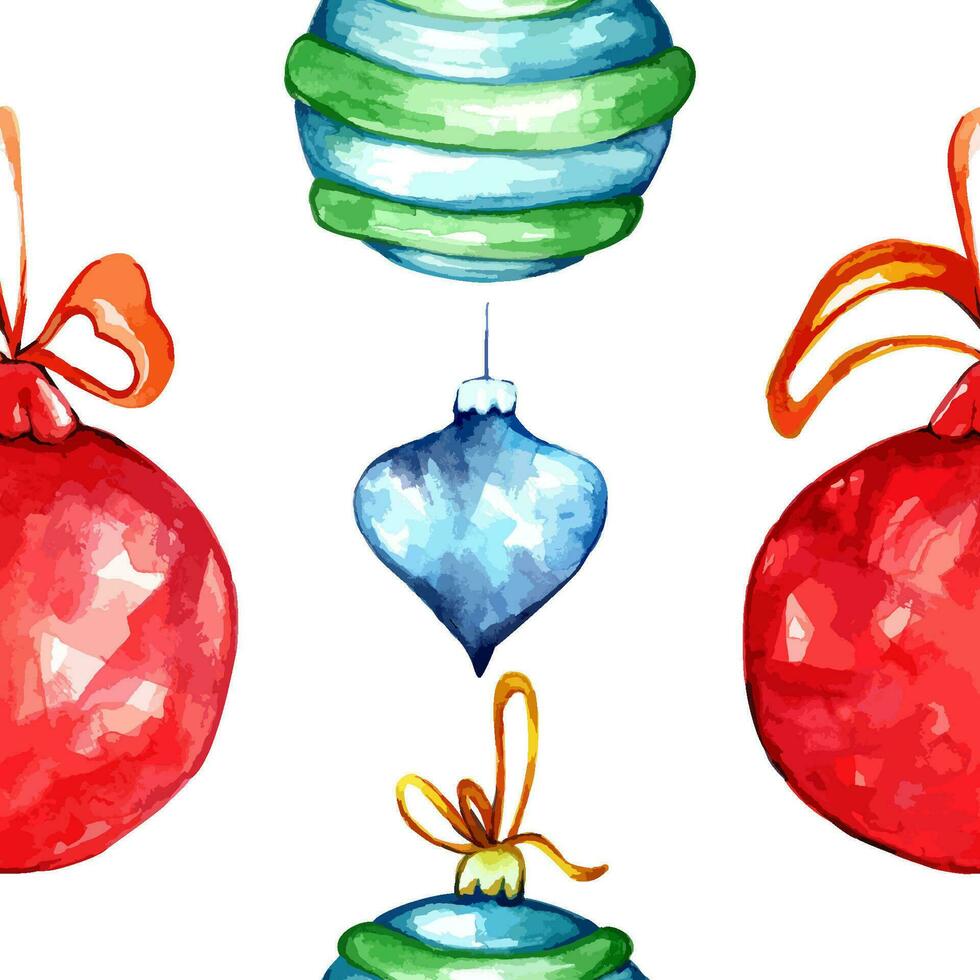 Watercolor hand made Christmas Toys seamless pattern. Background for wrapping paper, kids, art, stationery, Web and other design. Happy new year. vector