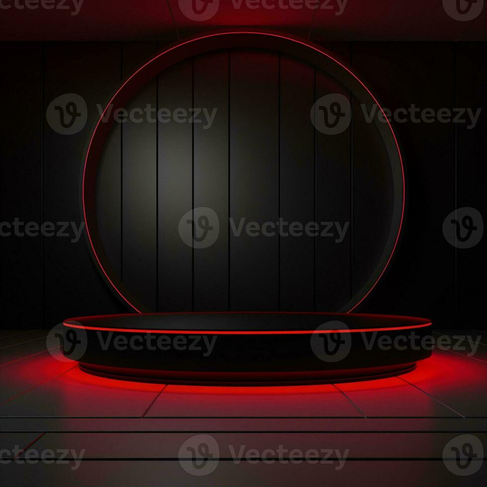 3d rendered red technology podium empty stage ai generative photo