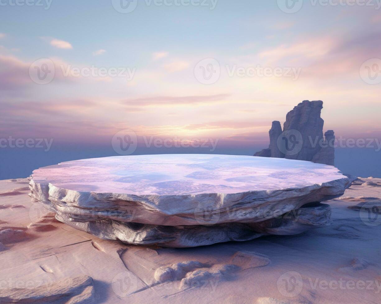 3d rendered podium empty stage made with stone ai generative photo