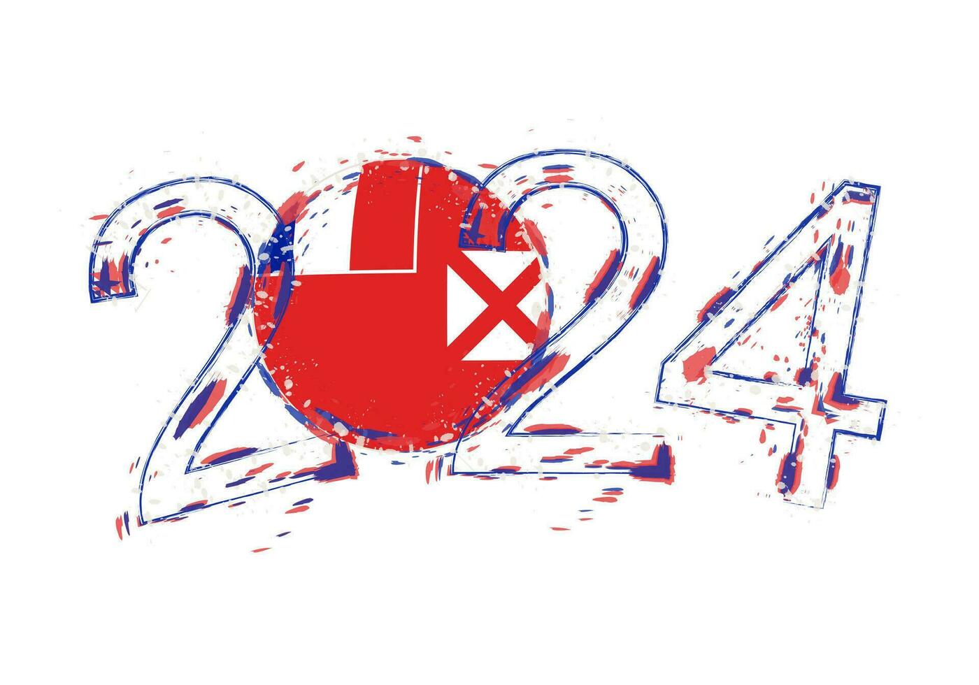 2024 Year in grunge style with flag of Wallis and Futuna. vector