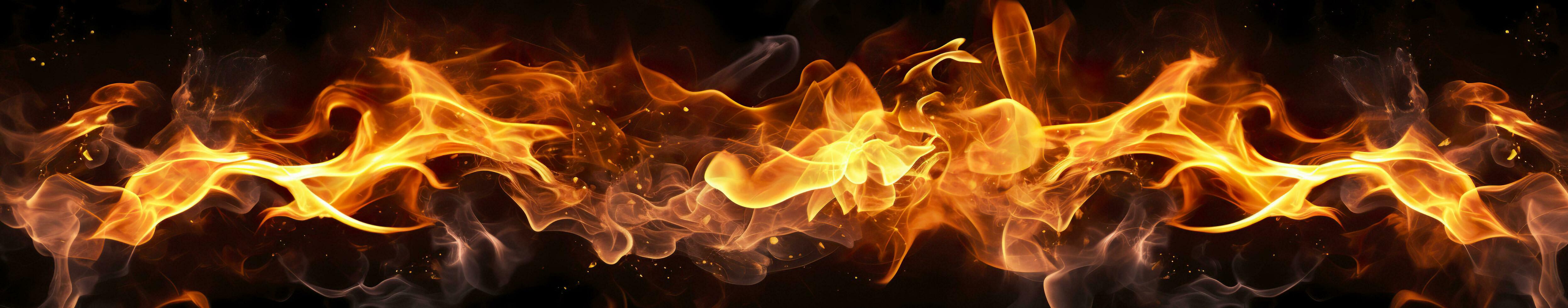 Fire flames on black background. AI Generative photo