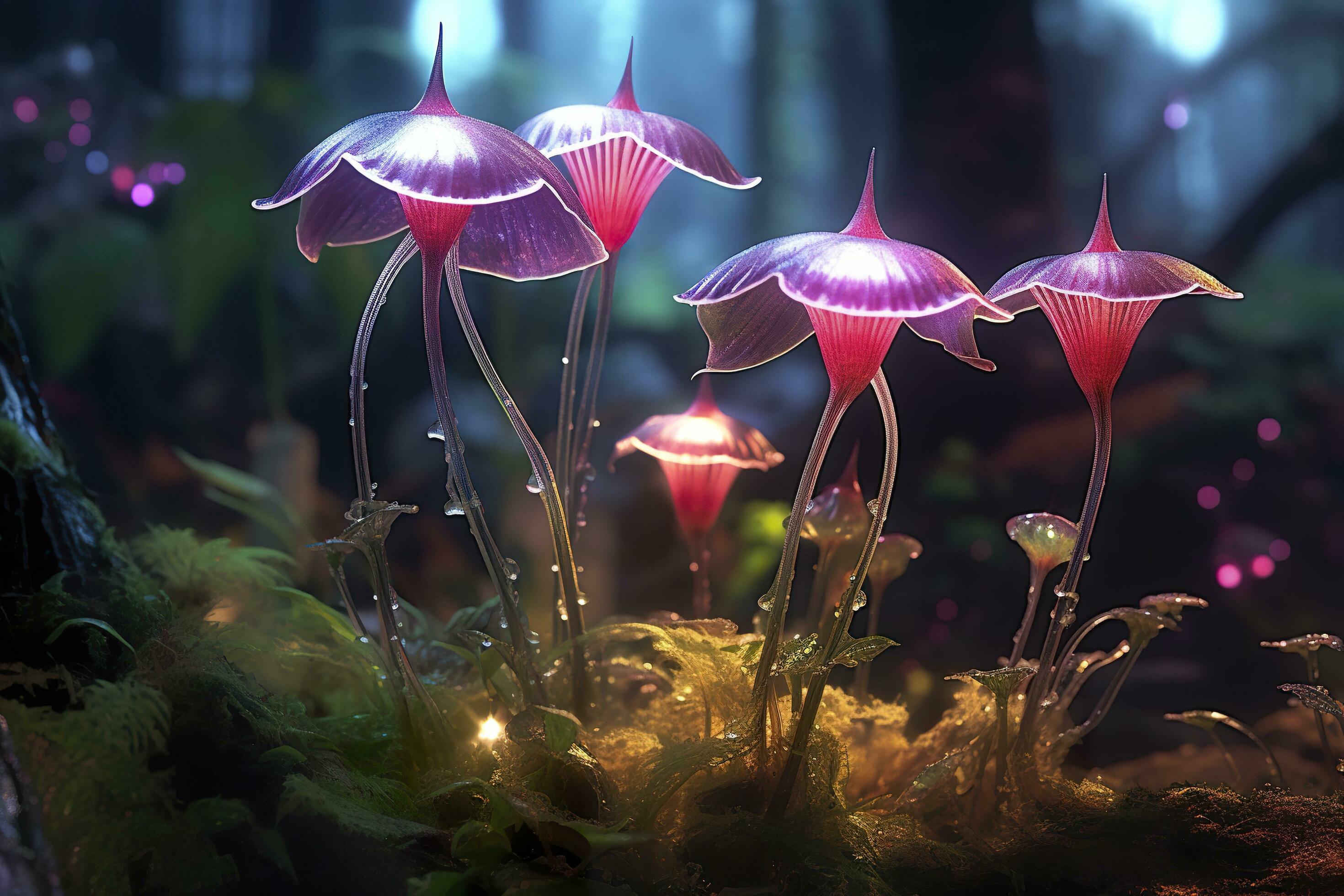 A Bioluminescent Alien Crystal Forest