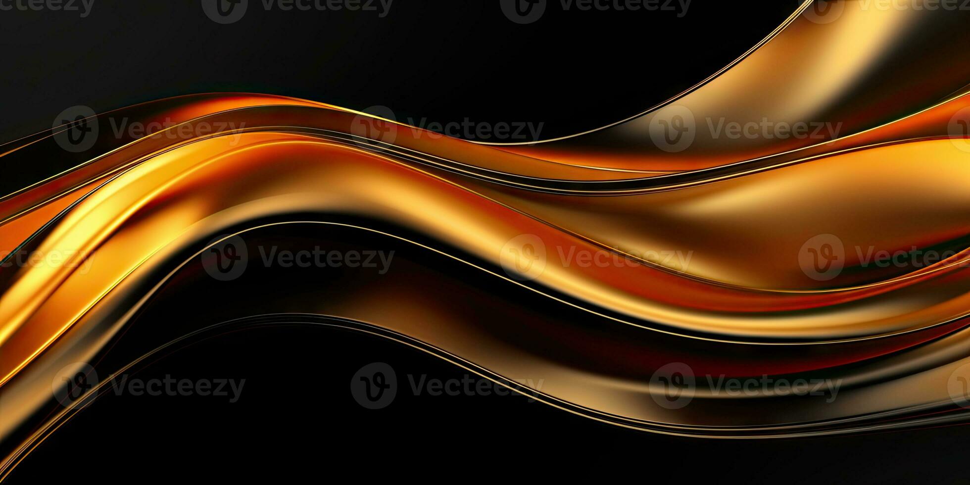 Radiant gold waves cascade diagonally. AI generative. photo