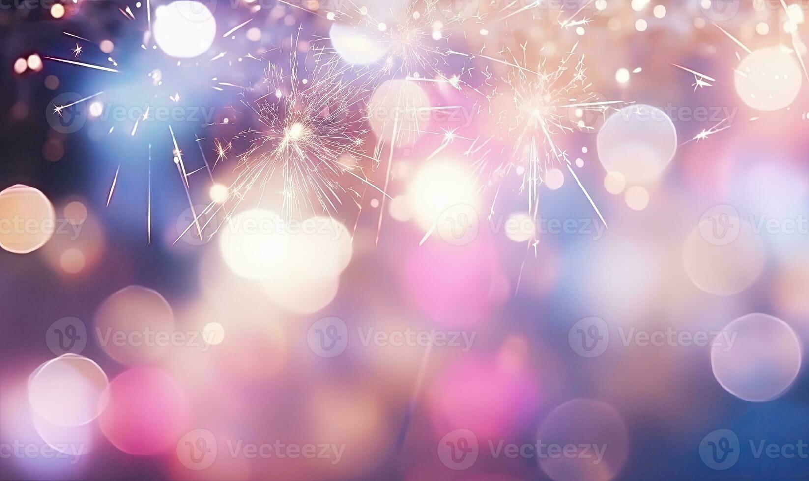 A mesmerizing blend of blue and pink hues, fireworks burst. AI generative photo