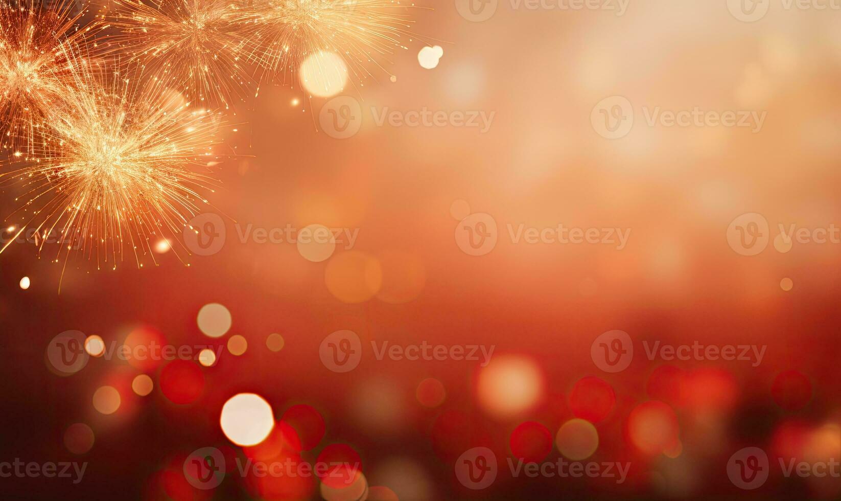 A dazzling display of red and gold fireworks lights up the festive atmosphere. AI generative. photo