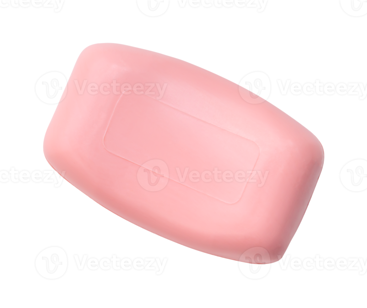 Top view of beautiful pink soap for taking a bath isolated with clipping path in png file format Close up photo
