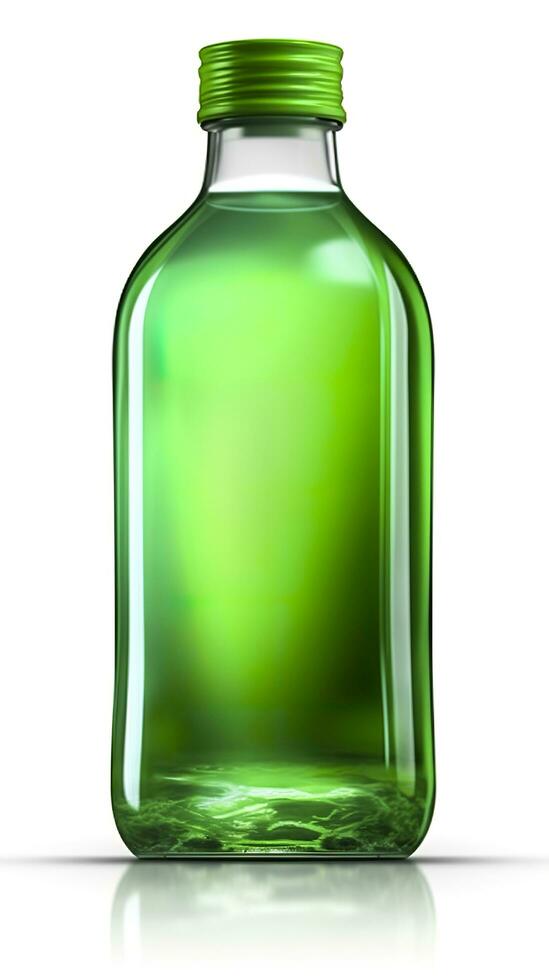 Jelly green, 3D rendering, solid color bottle. AI Generative photo