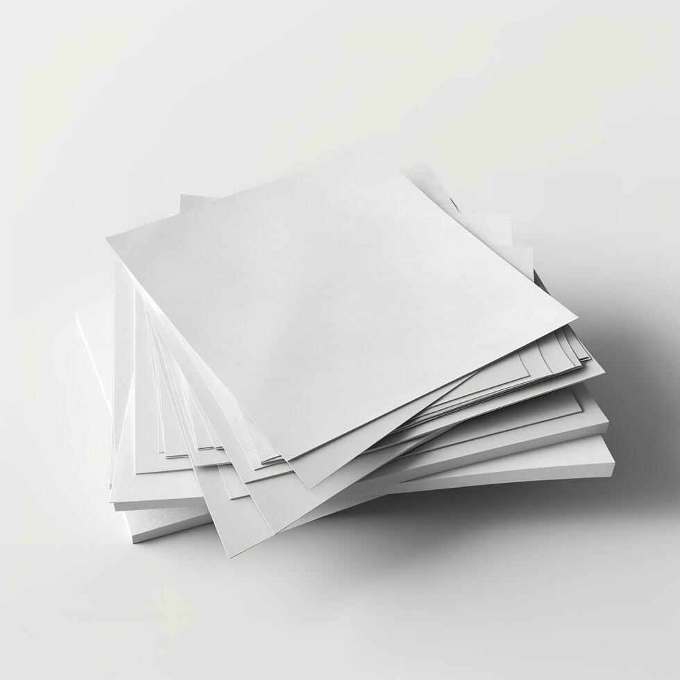 Blank white paper isolated on white background. Generative AI photo