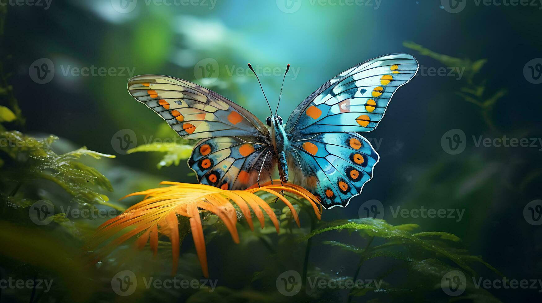 Colorful butterfly in the forest generated by Ai photo
