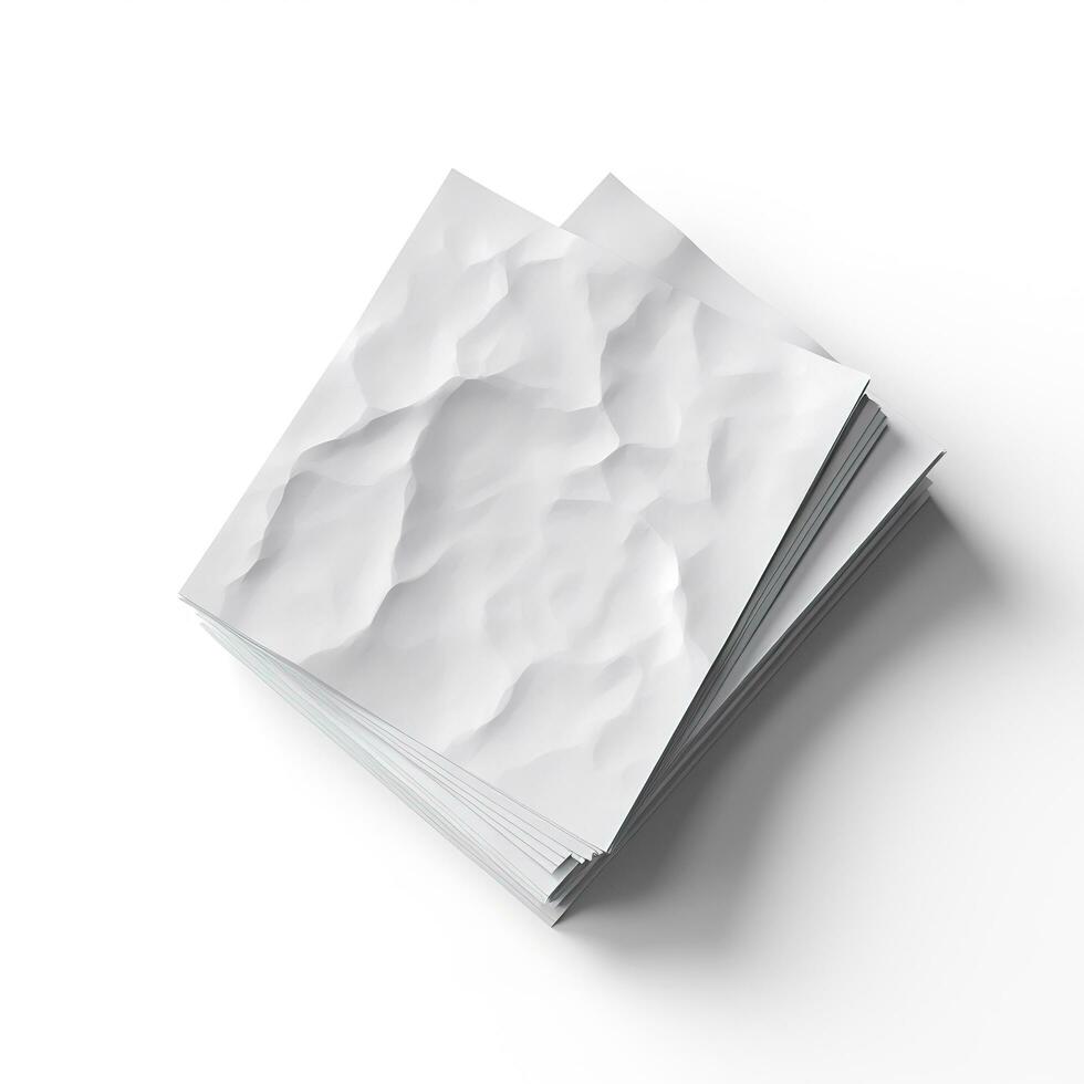 Blank white paper isolated on white background. Generative AI photo