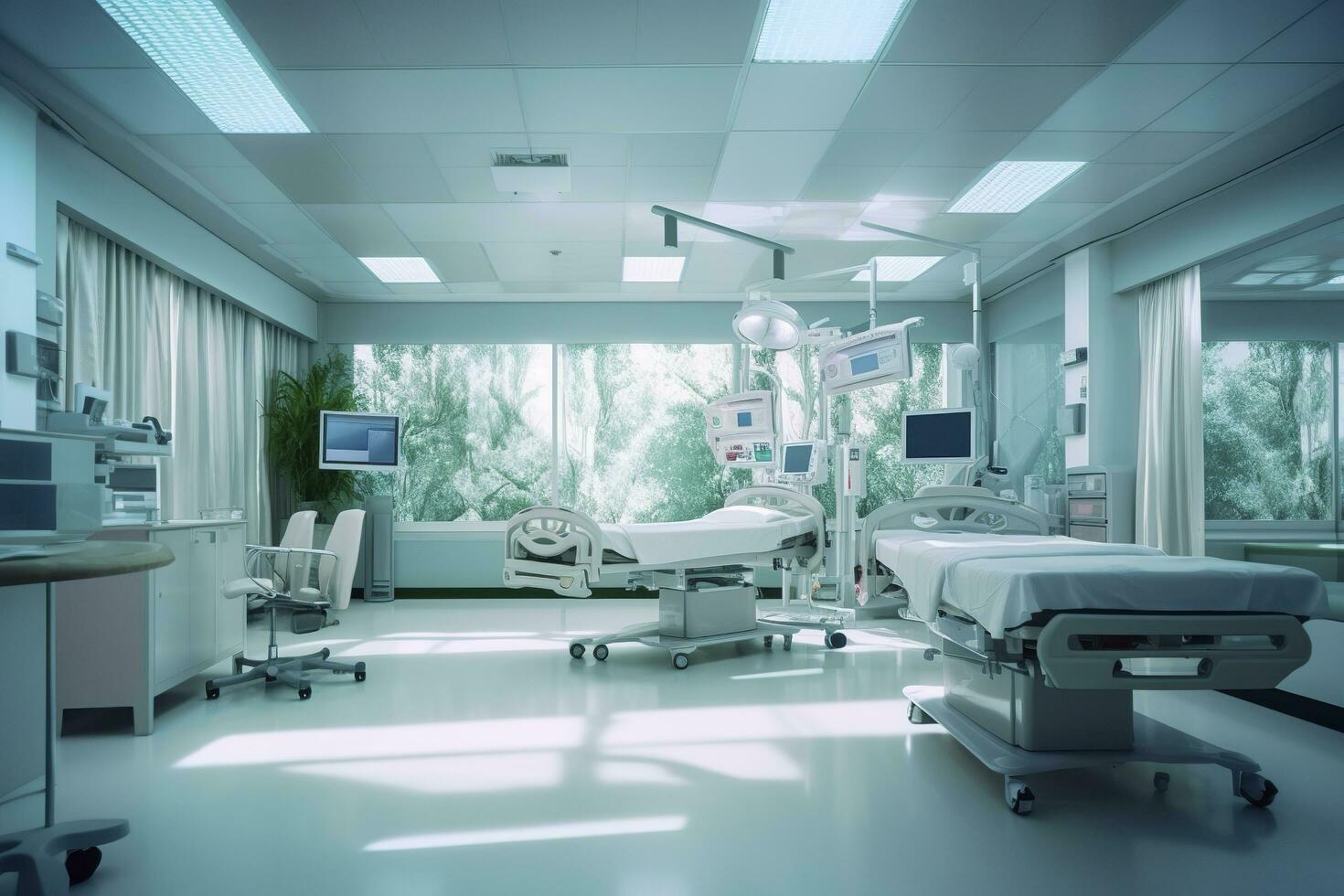 Ideal Healthcare Background with Surrealist Blurry Hospital Scene. AI Generative photo