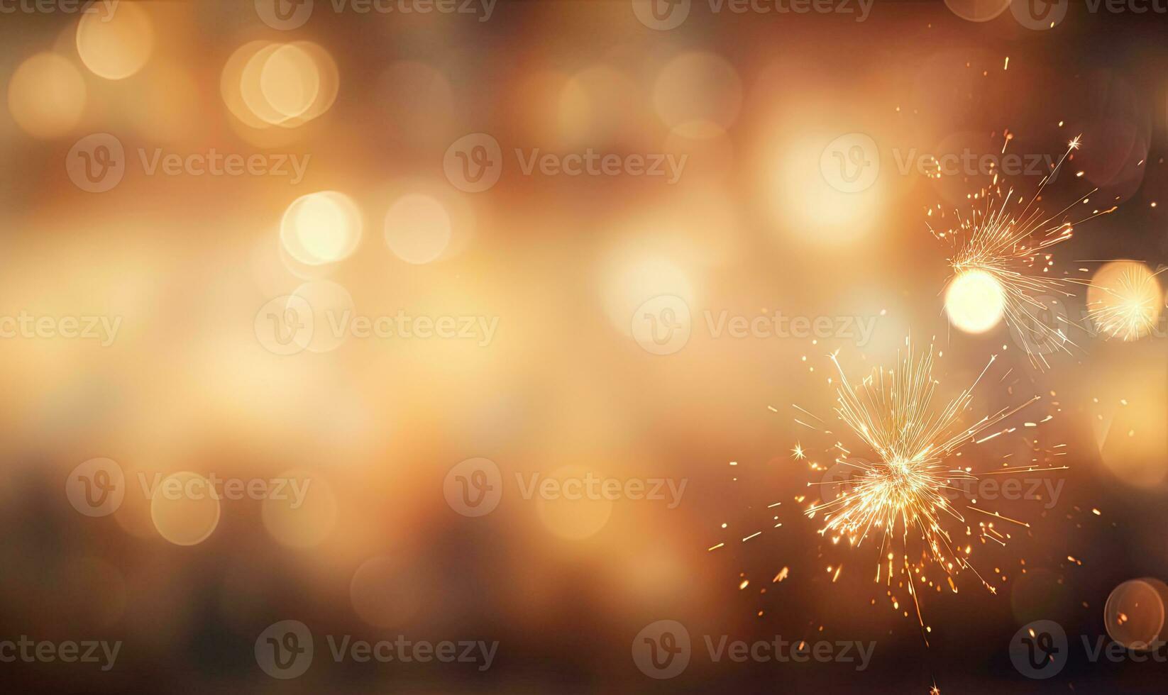 A sparkler emits shimmering light against a golden bokeh background. Created with AI photo