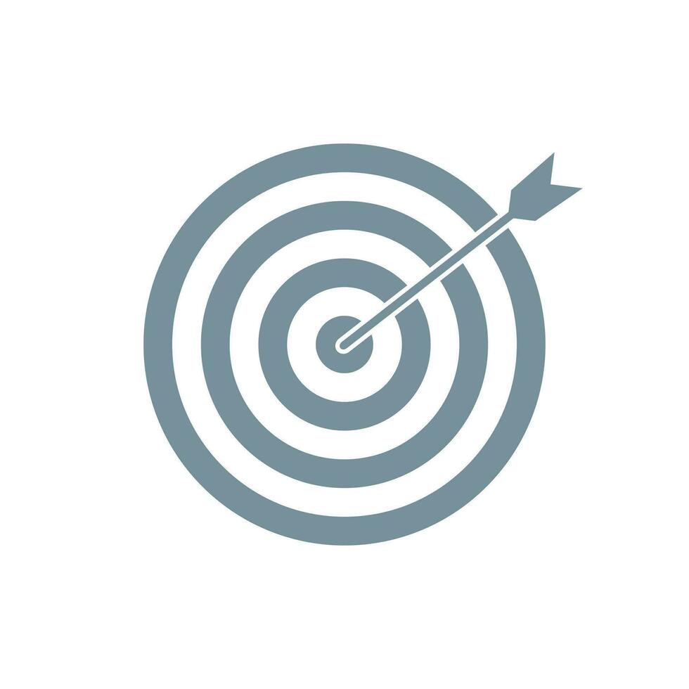 Grey bullseye dart target icon. Dart target goal marketing sign. Arrow dart logo vector. Winner dart sign. vector