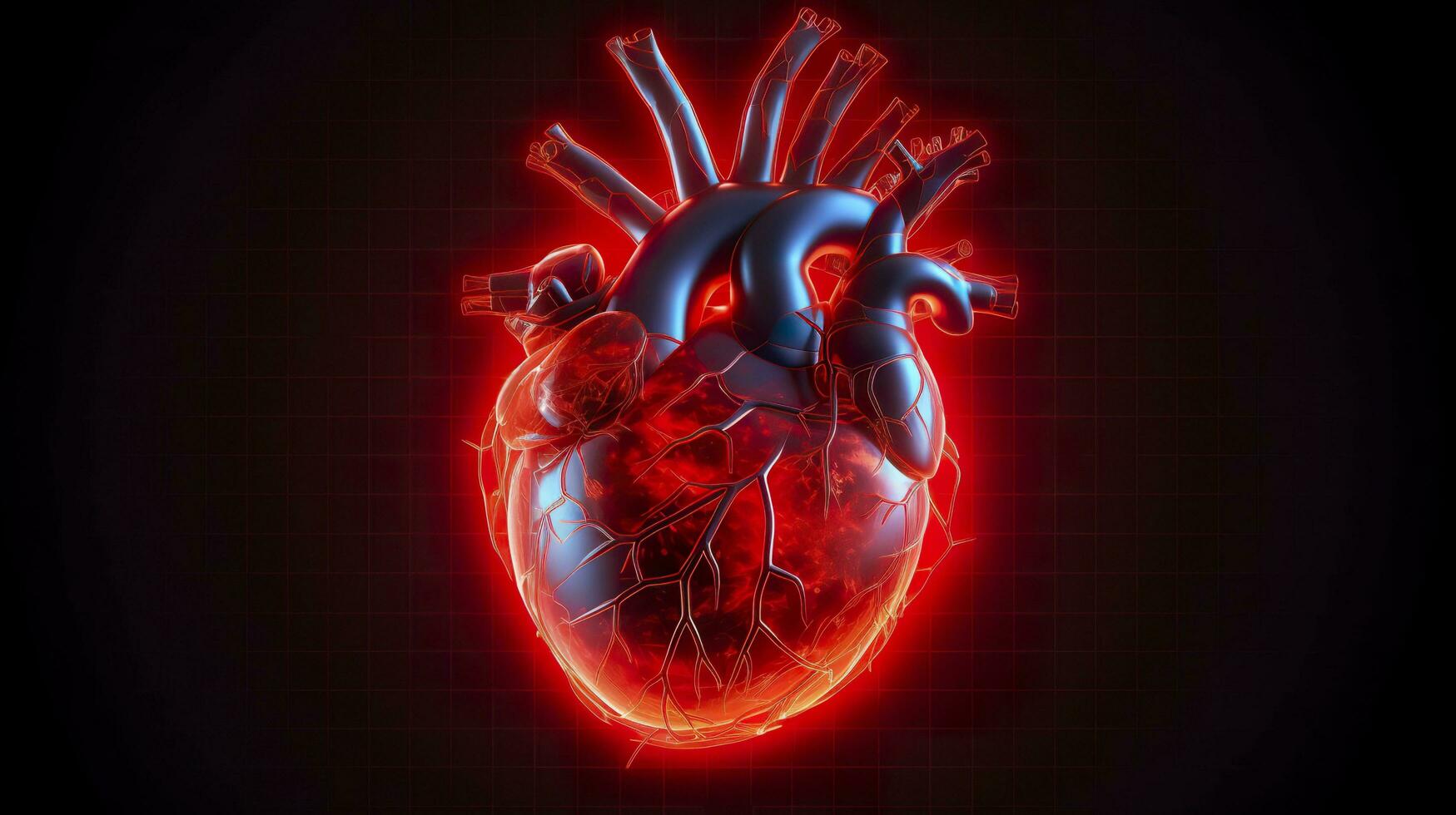 Human heart with cardiogram for medical heart health care background, AI Generative photo