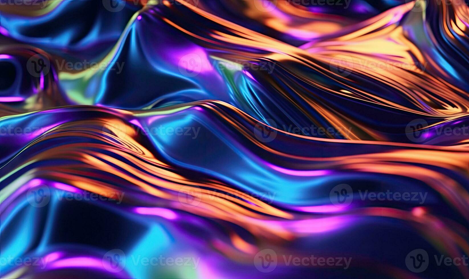 Abstract liquid wave wallpaper. Dark holographic background. For banner, postcard, book illustration. Created with generative AI tools photo