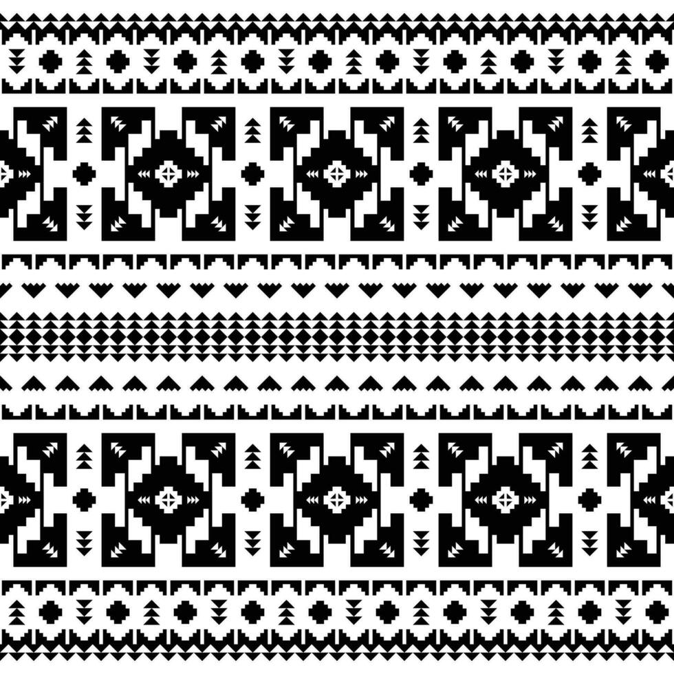 Retro seamless ethnic pattern. Native American tribal with folk geometric shapes. Black and white. Design for weaving and printing fabric. vector