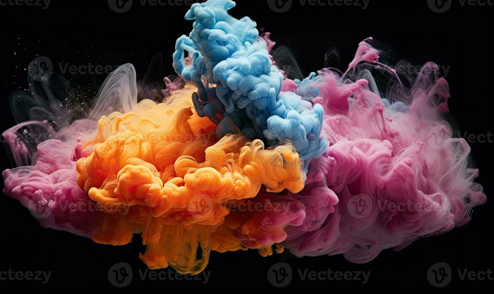 Multi colored watercolor wallpaper. Texture of splashes paint. For banner, postcard, book illustration. Created with generative AI tools photo