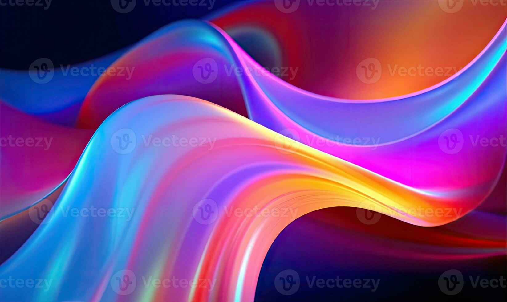 Abstract liquid wave wallpaper. Dark holographic background. For banner, postcard, book illustration. Created with generative AI tools photo