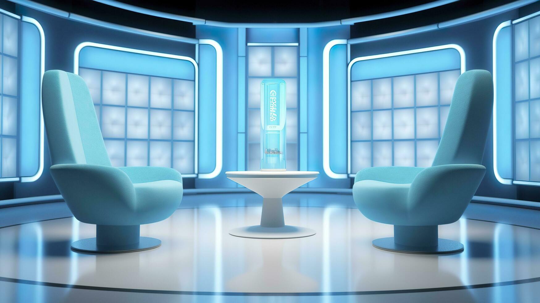 The Future of Game Shows. A Simple, Modern Setting with Two Chairs and a Whole Lot of Fun. AI Generative photo