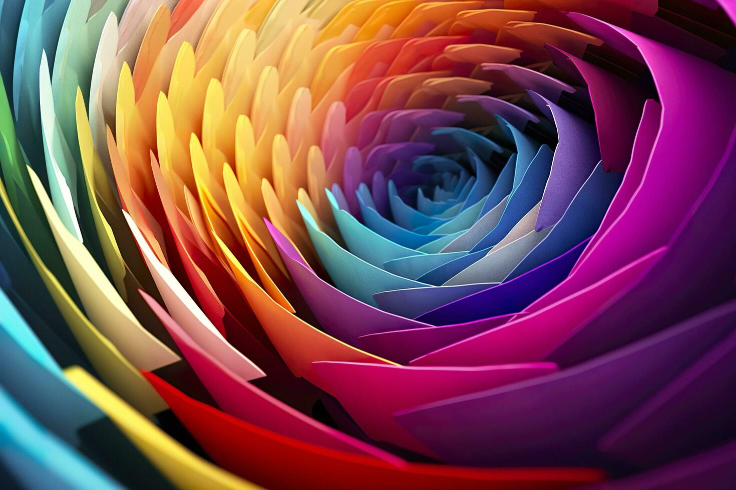 Geometric Spiral Pattern in Vibrant and Energetic Colors. A Professional Color Grading Experiment. AI Generative photo