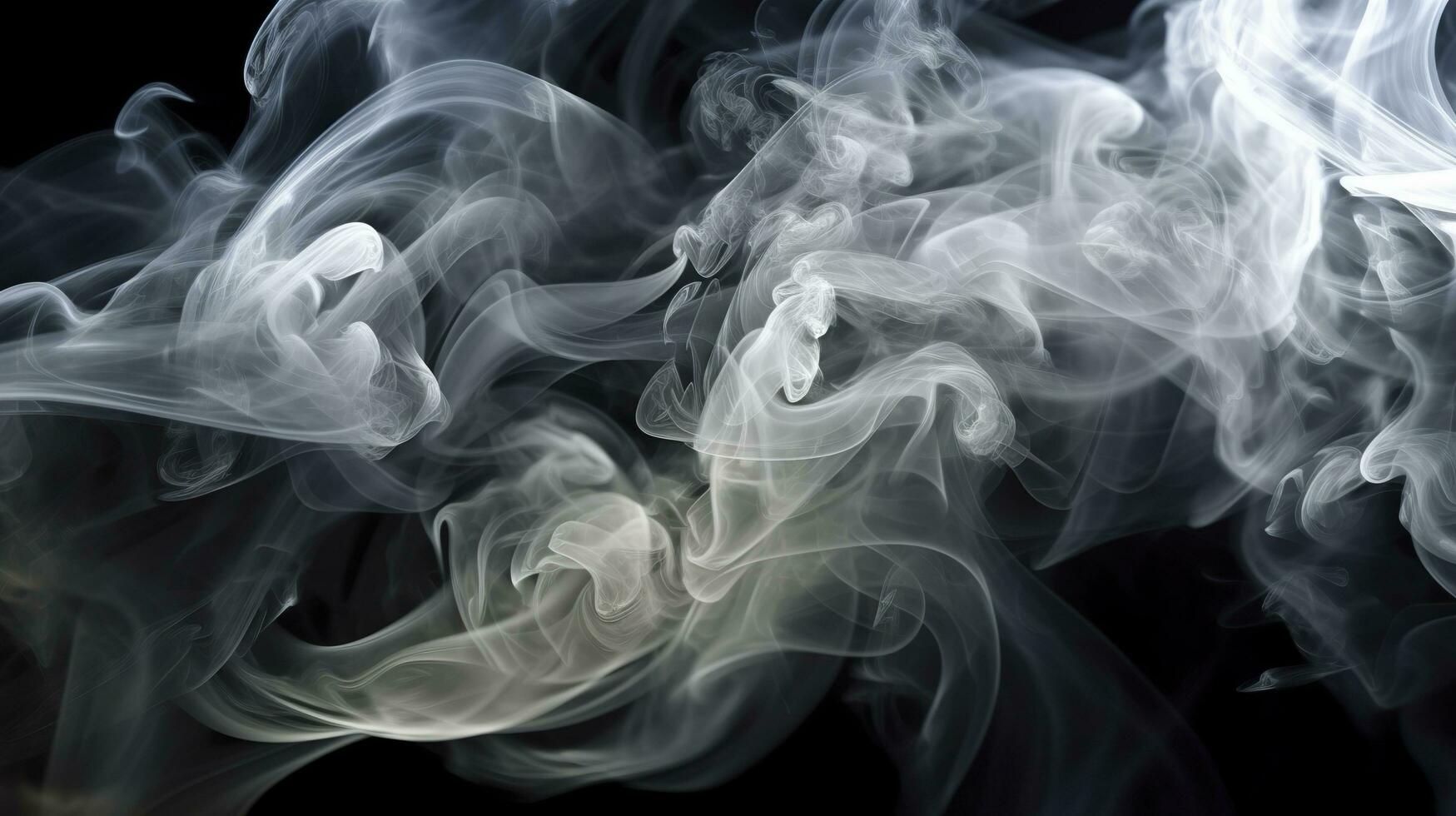 The close up view reveals the mesmerizing patterns and textures within the smoke, The ethereal quality of the smoke against the dark background. AI Generative photo