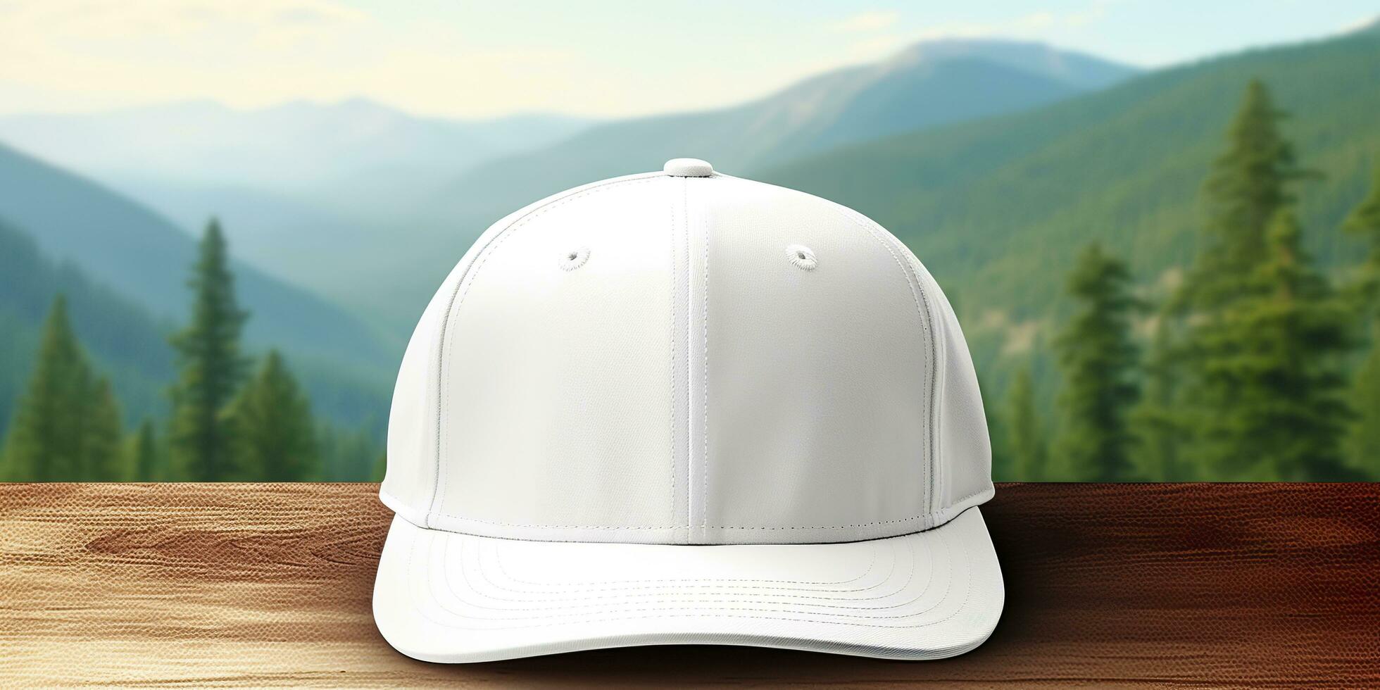 White Cap mockup on a natural background. Generative AI photo