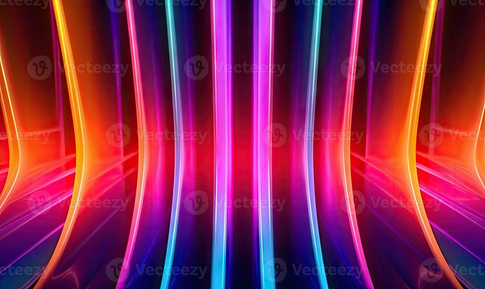Neon futuristic flashes on black background. Motion light lines backdrop. For banner, postcard, book illustration. Created with generative AI tools photo