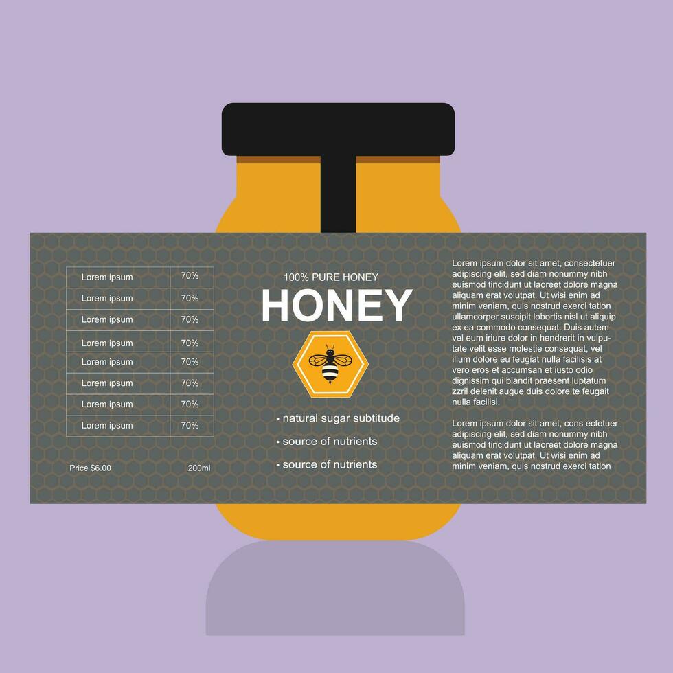 Sweet honey template, Product placement label design. Detailed 3d illustrationPrint vector