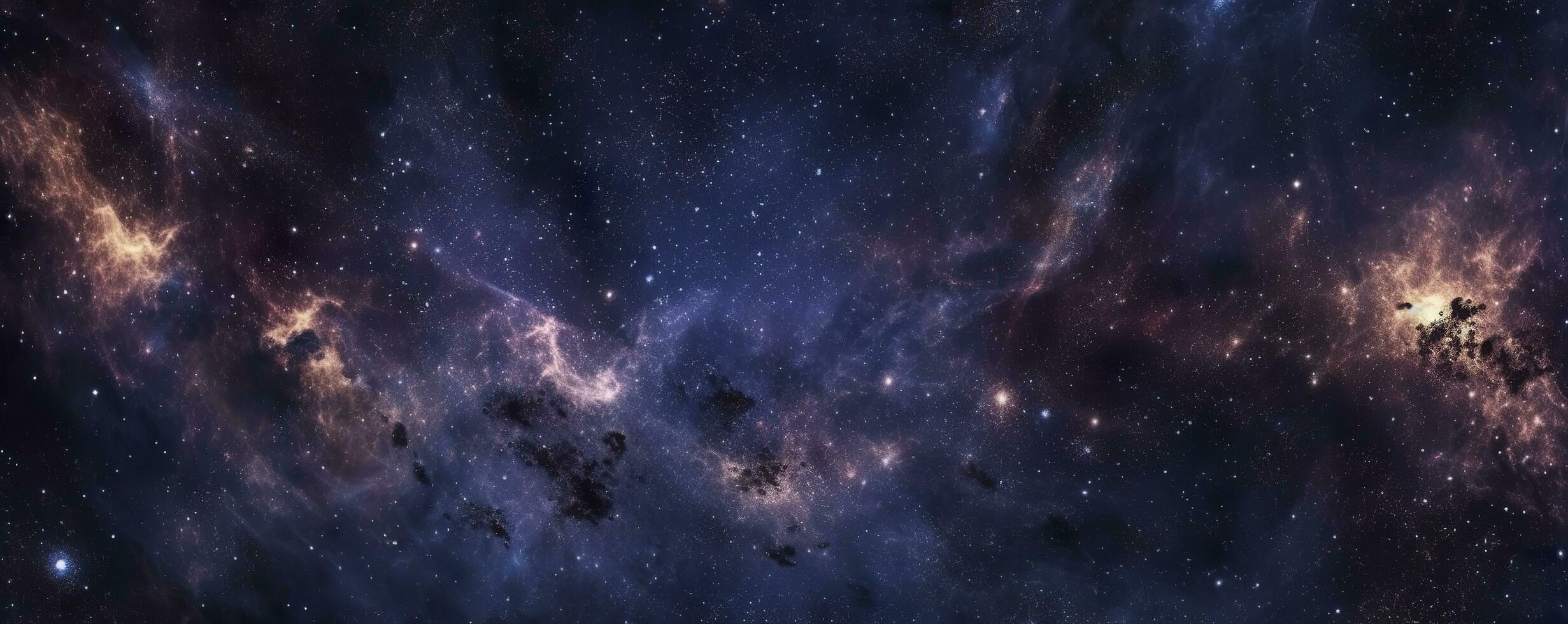 un foto de muy oscuro estrellado noche espacio tomado desde James Webb espacio telescopio, noche cielo, oscuro negro y oscuro azul tono, nebulosa, ai generativo