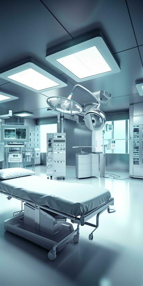 Modern equipment in operating room. Medical devices for neurosurgery. AI Generative photo
