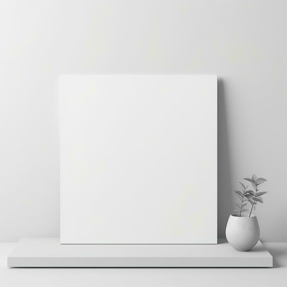 Mockup a Blank empty canvas. A gray wall on the background. Generative AI photo