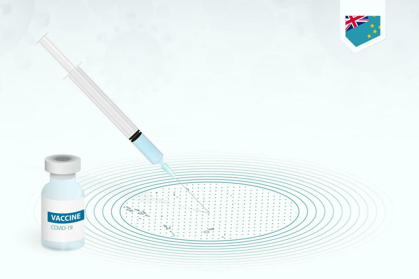 COVID-19 vaccination in Tuvalu, coronavirus vaccination illustration with vaccine bottle and syringe injection in map of Tuvalu. vector