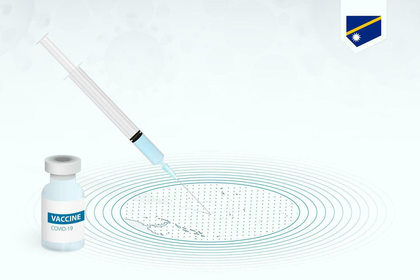 COVID-19 vaccination in Nauru, coronavirus vaccination illustration with vaccine bottle and syringe injection in map of Nauru. vector