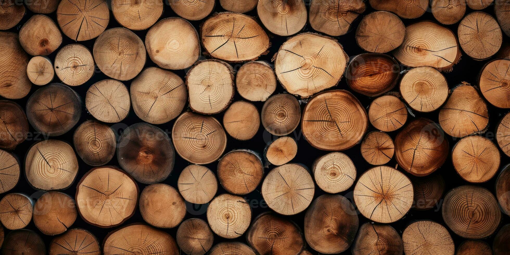 Wooden natural sawn logs as background. Created with AI tools photo