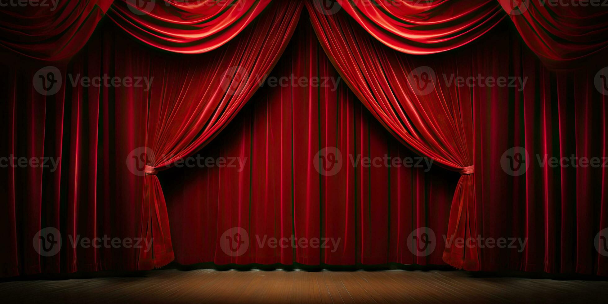 teatro etapa rojo cortinas fondo de pantalla. creado con generativo ai herramientas foto