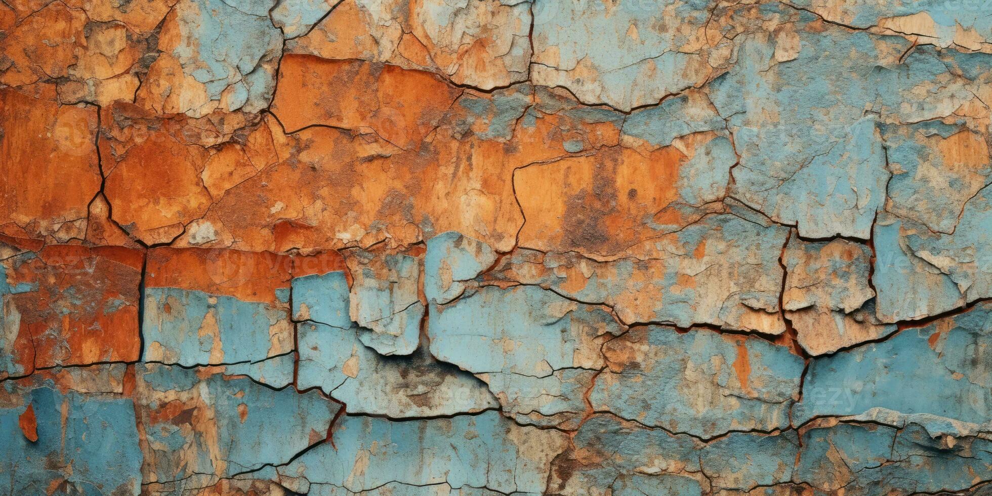 Texture of cracked paint. Dried oil paint color. AI generative. photo