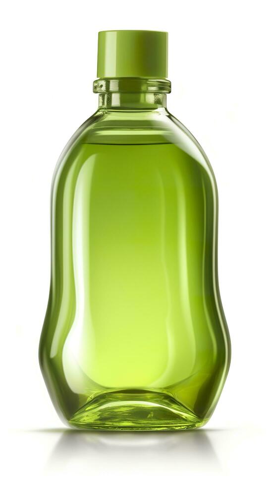 Jelly green, 3D rendering, solid color bottle. AI Generative photo