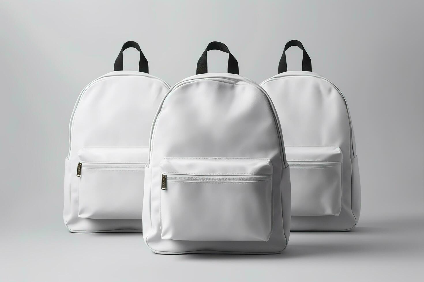 elegante cuero mochila en blanco antecedentes. generativo ai foto