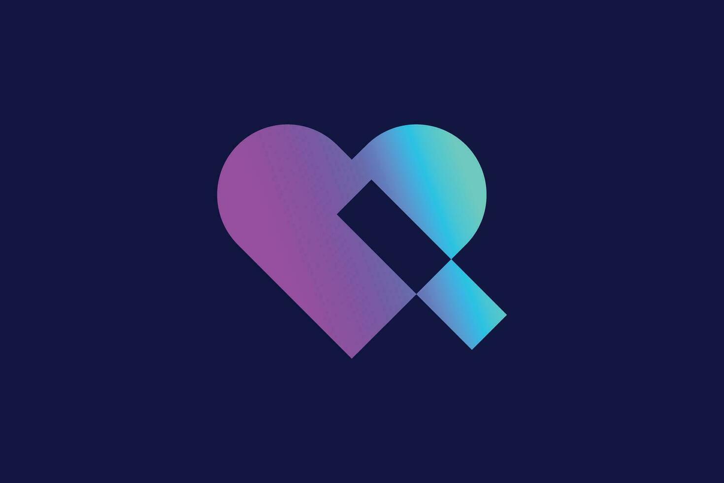 Letter Q love trendy vector logo design