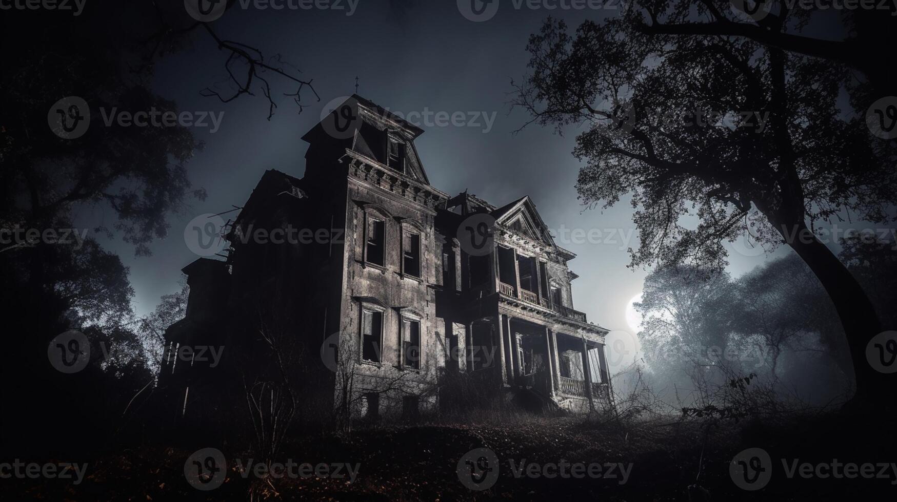 Halloween wallpaper with spooky house photo