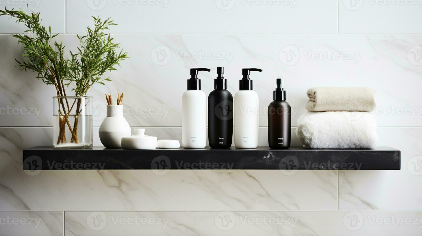 skin care product bottle, lotion ,shampoo, facewash with floral background AI Generative photo